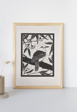 Kookaburra A3 Lino Print